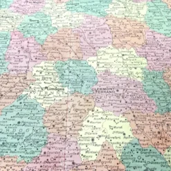 Carte ancienne France et ses départements en 1950 43x43cm