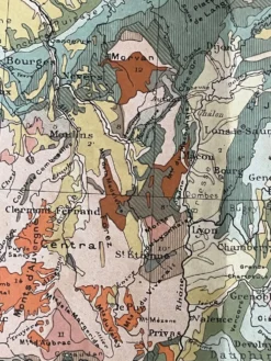 Carte ancienne France géologique 54x37,5cm