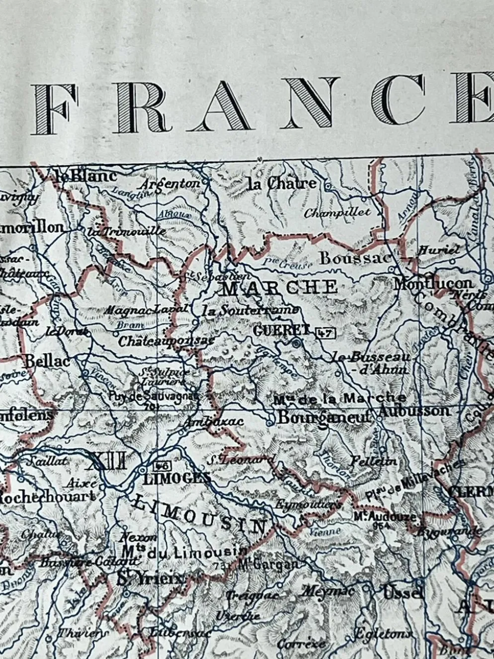Carte ancienne France Sud régions 71,5x53cm