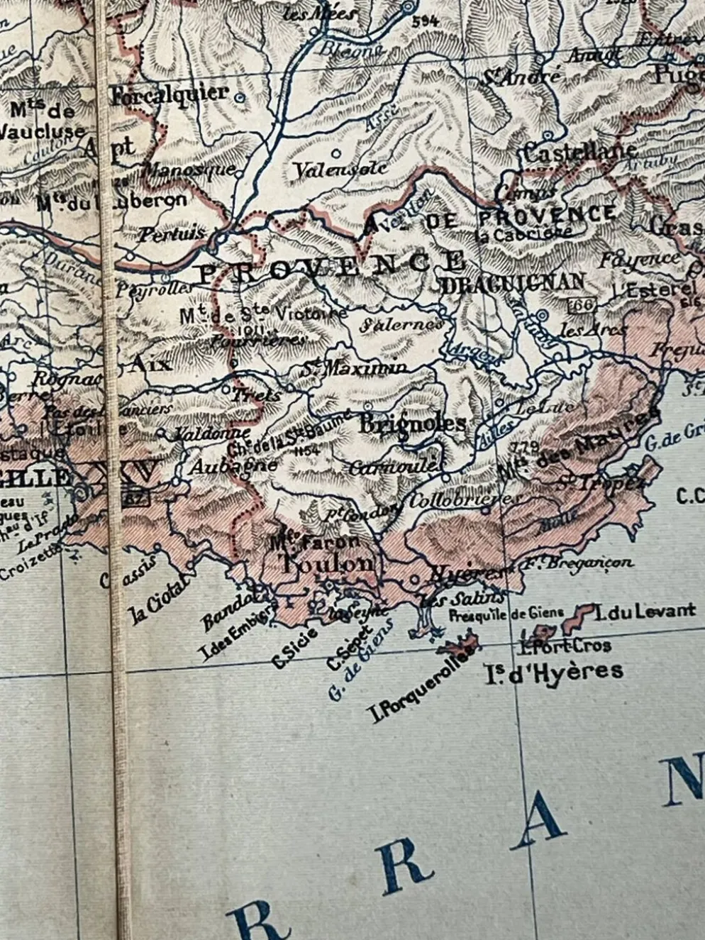 Carte ancienne France Sud régions 71,5x53cm