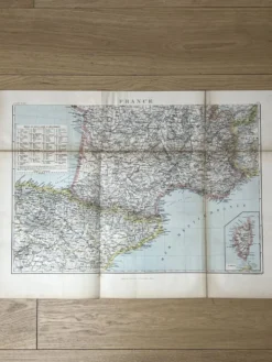 Carte ancienne France Sud régions 71,5x53cm