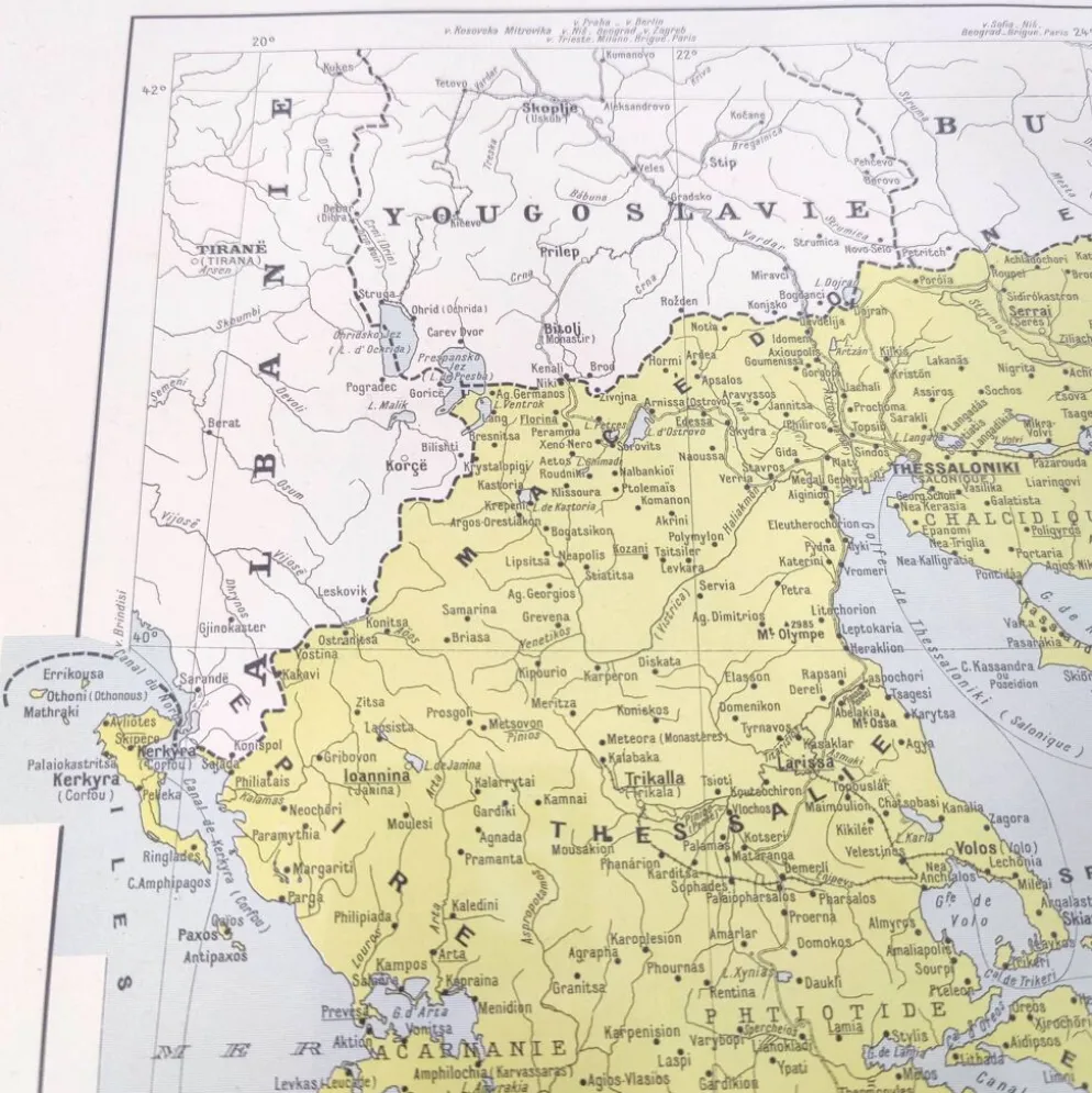 Carte ancienne Grèce Crète 43x43cm de 1950