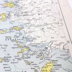 Carte ancienne Grèce Crète 43x43cm de 1950