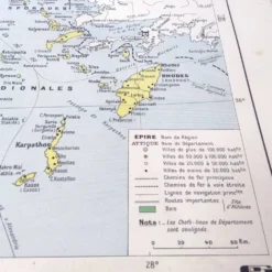 Carte ancienne Grèce Crète 43x43cm de 1950