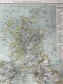 Carte ancienne Îles Britanniques 54x37cm