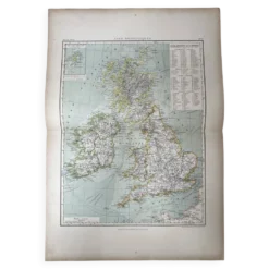 Carte ancienne Îles Britanniques 54x37cm