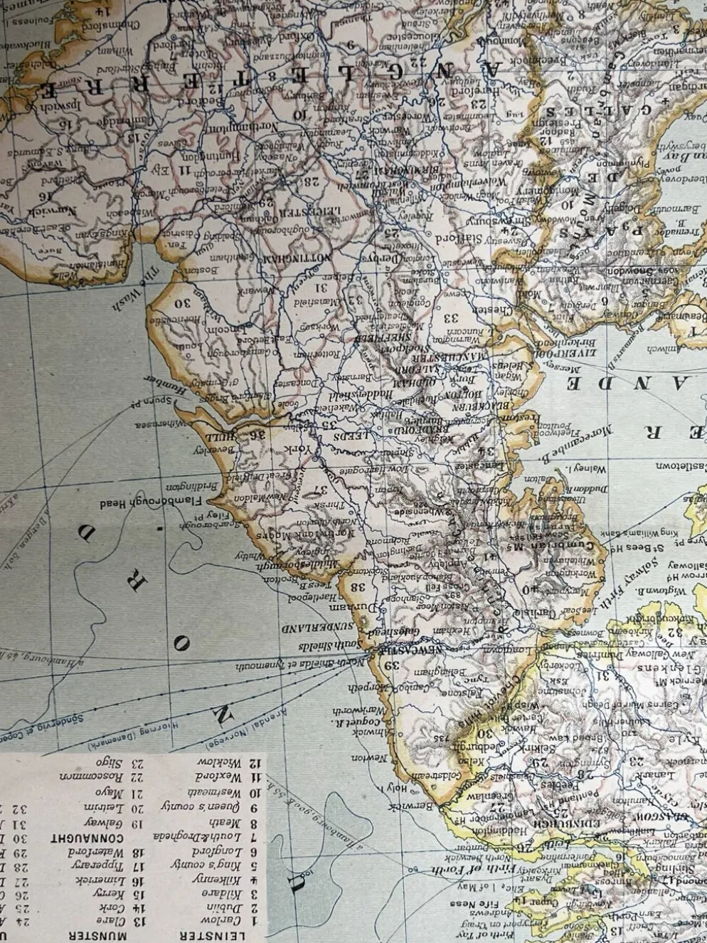 Carte ancienne Îles Britanniques 54x37cm