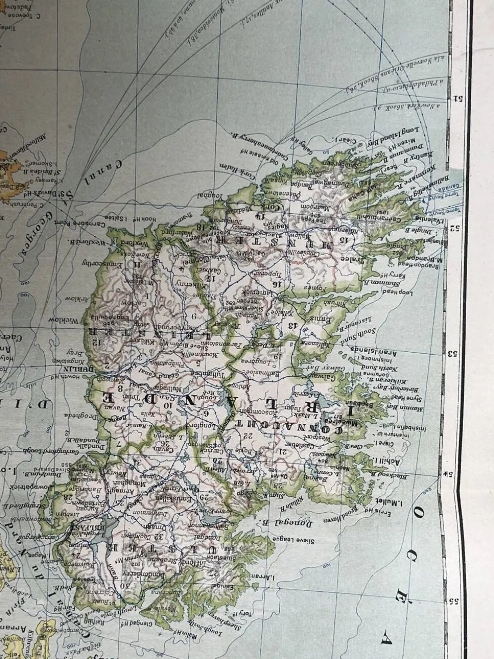 Carte ancienne Îles Britanniques 54x37cm