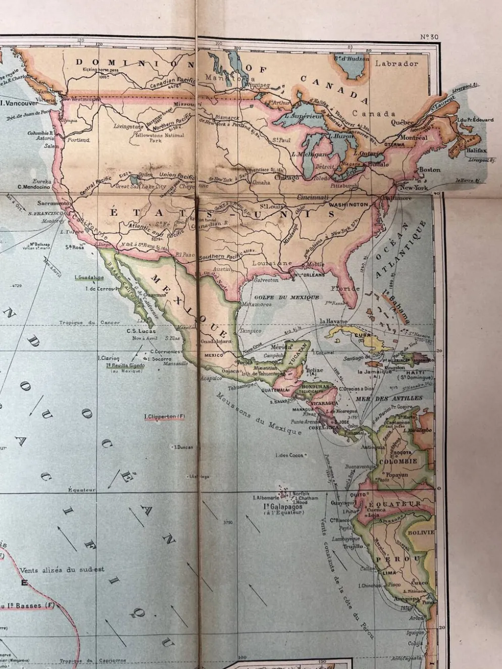 Carte ancienne Océanie 69x48cm