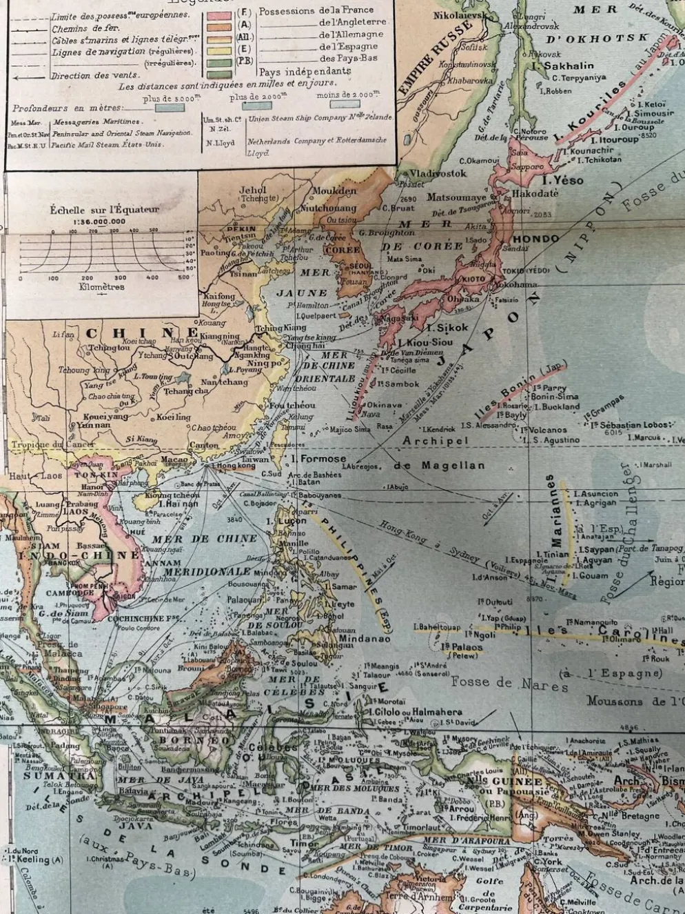 Carte ancienne Océanie 69x48cm