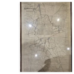 Carte ancienne Orléans sous cadre vitré