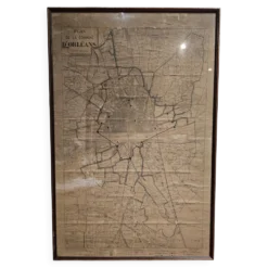Carte ancienne Orléans sous cadre vitré