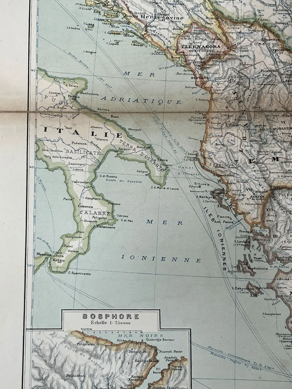 Carte ancienne Péninsule des Balkans 69x54cm