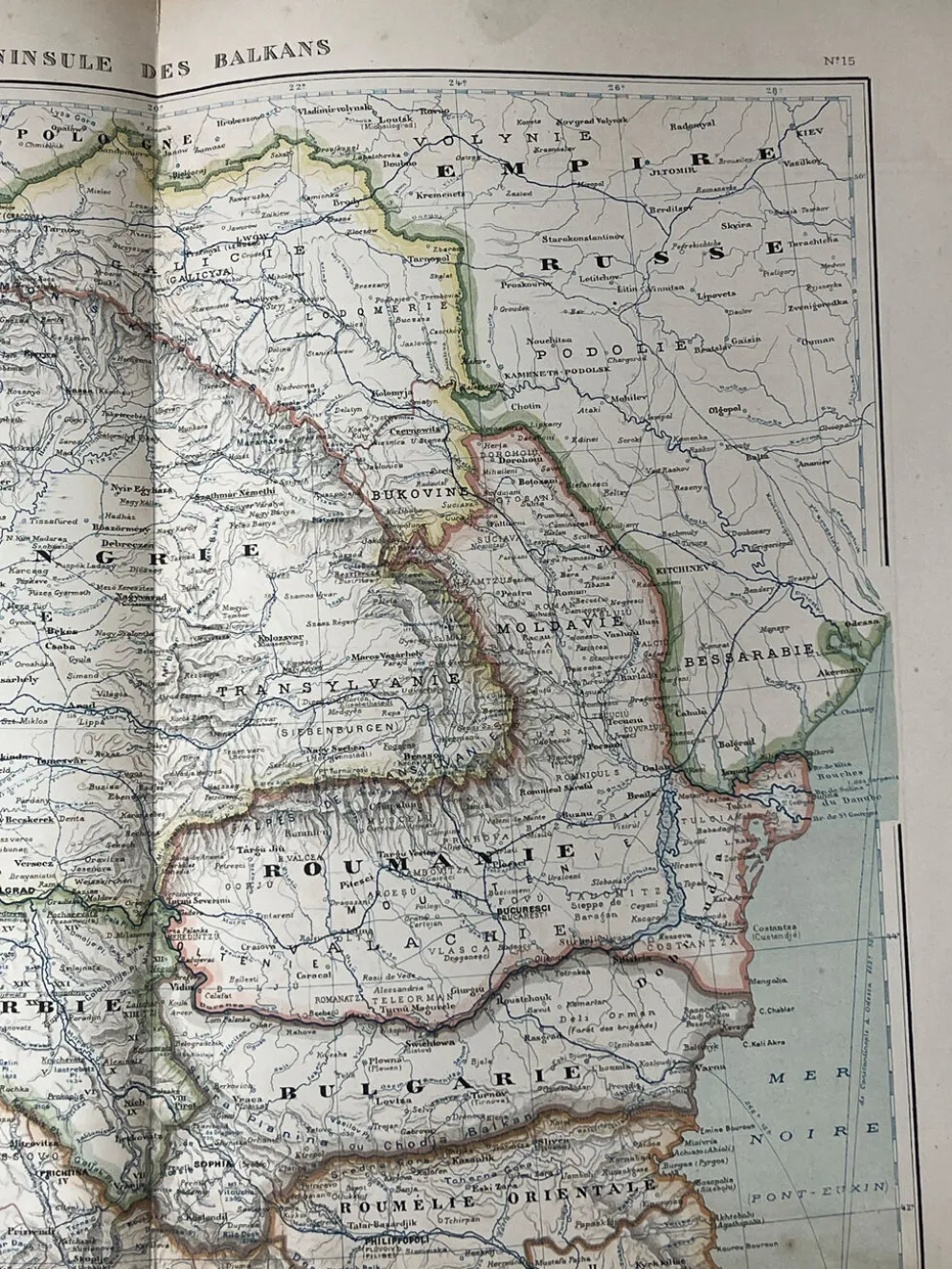 Carte ancienne Péninsule des Balkans 69x54cm