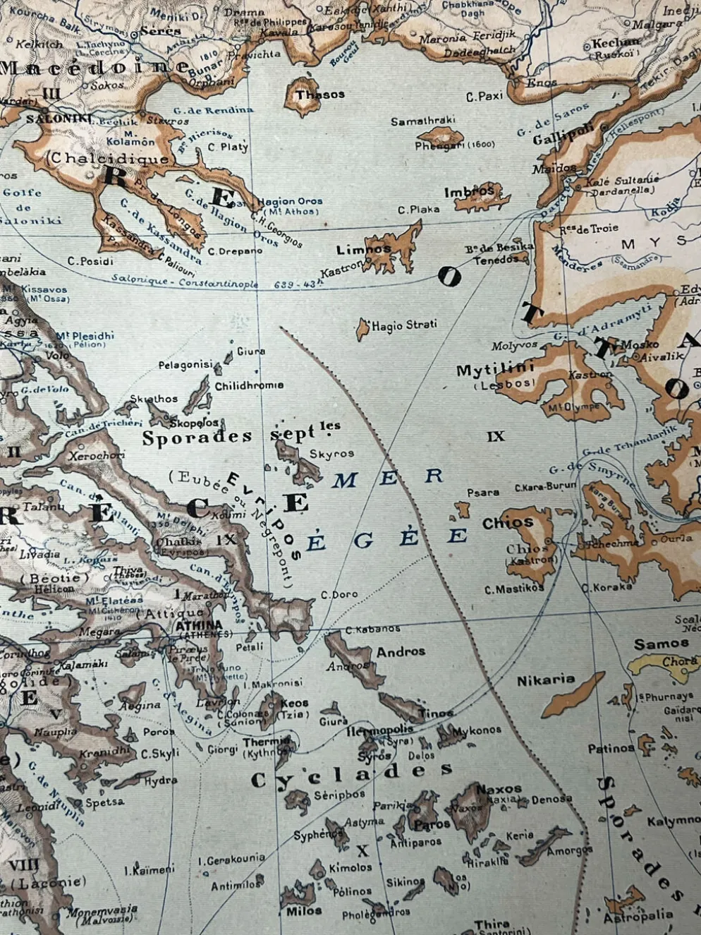 Carte ancienne Péninsule des Balkans 69x54cm
