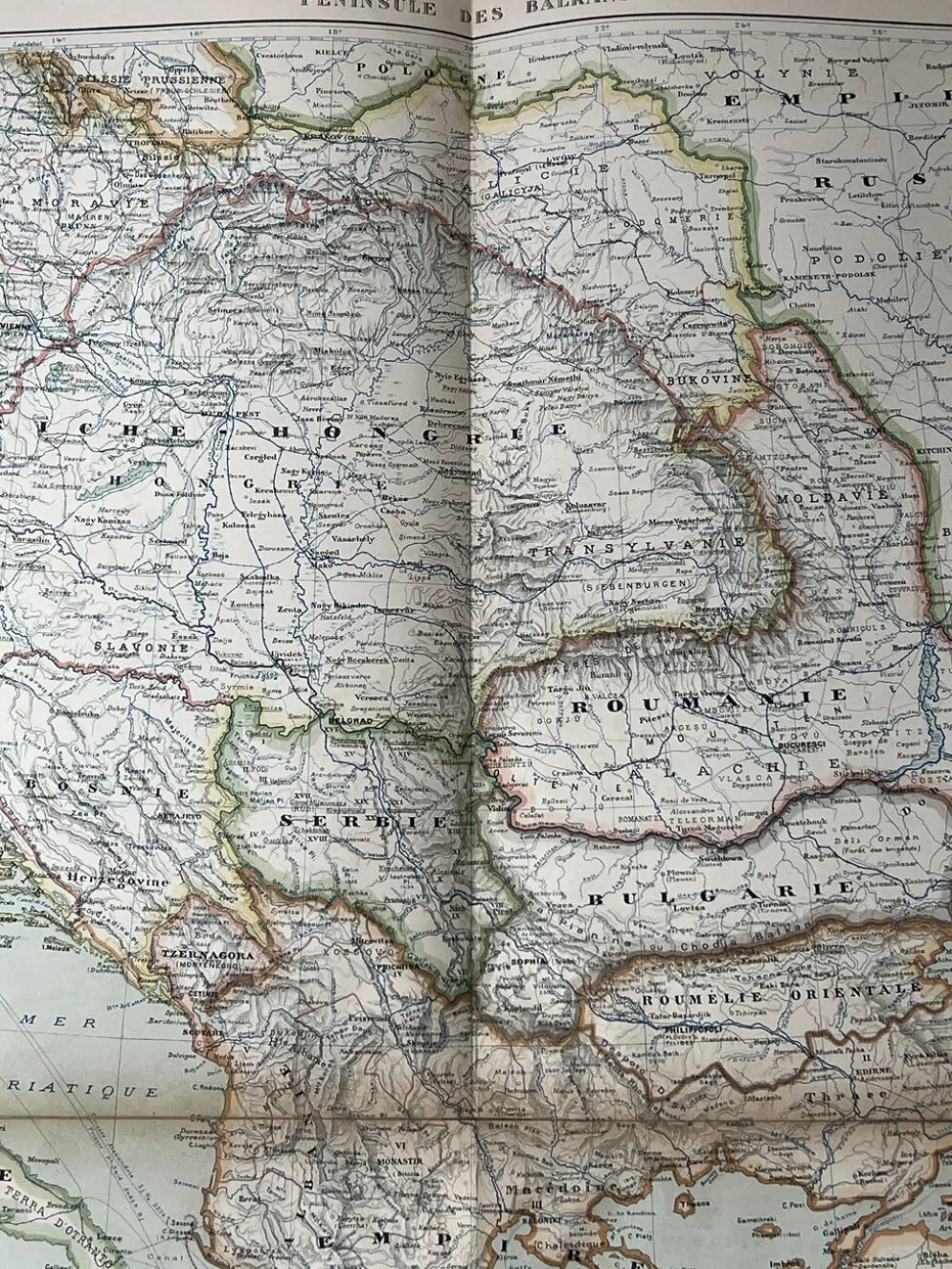 Carte ancienne Péninsule des Balkans 69x54cm