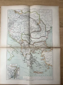 Carte ancienne Péninsule des Balkans 69x54cm