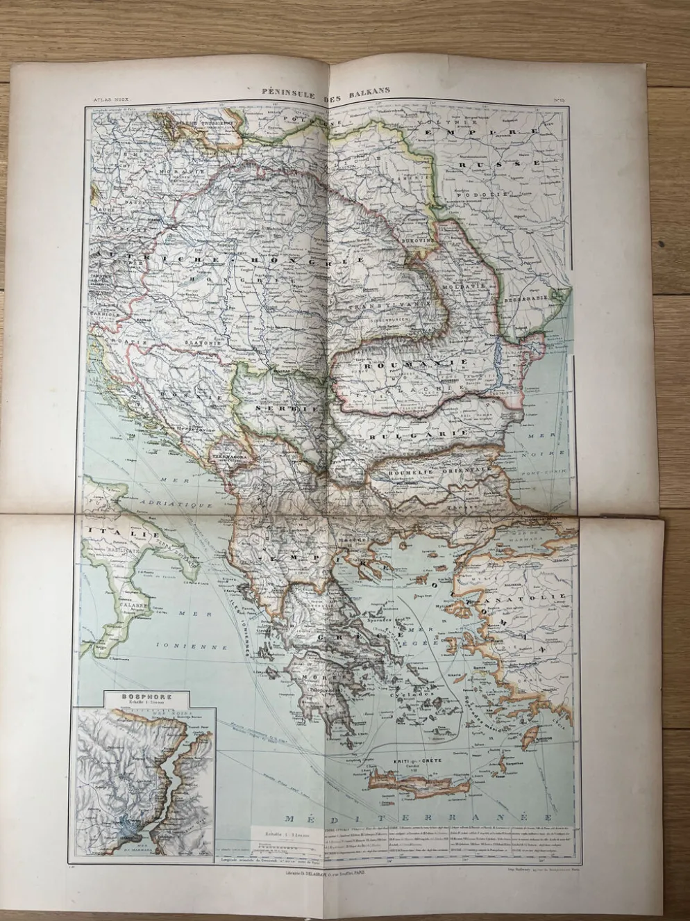 Carte ancienne Péninsule des Balkans 69x54cm