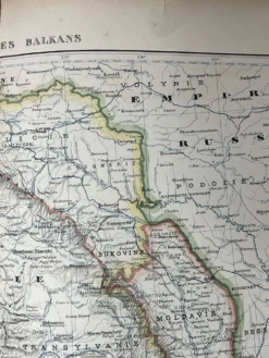 Carte ancienne Péninsule des Balkans 69x54cm