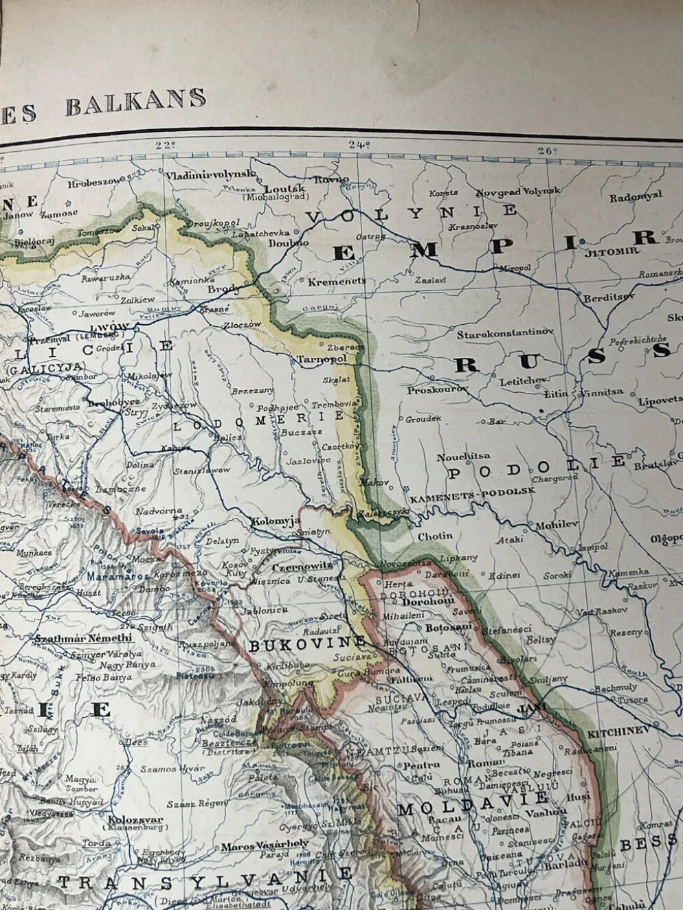 Carte ancienne Péninsule des Balkans 69x54cm