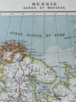 Carte ancienne Russie Suède Norvège 49x37,5cm