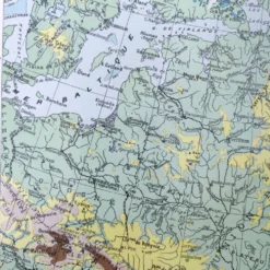 Carte ancienne Urss et Finlande 43x43cm de 1950