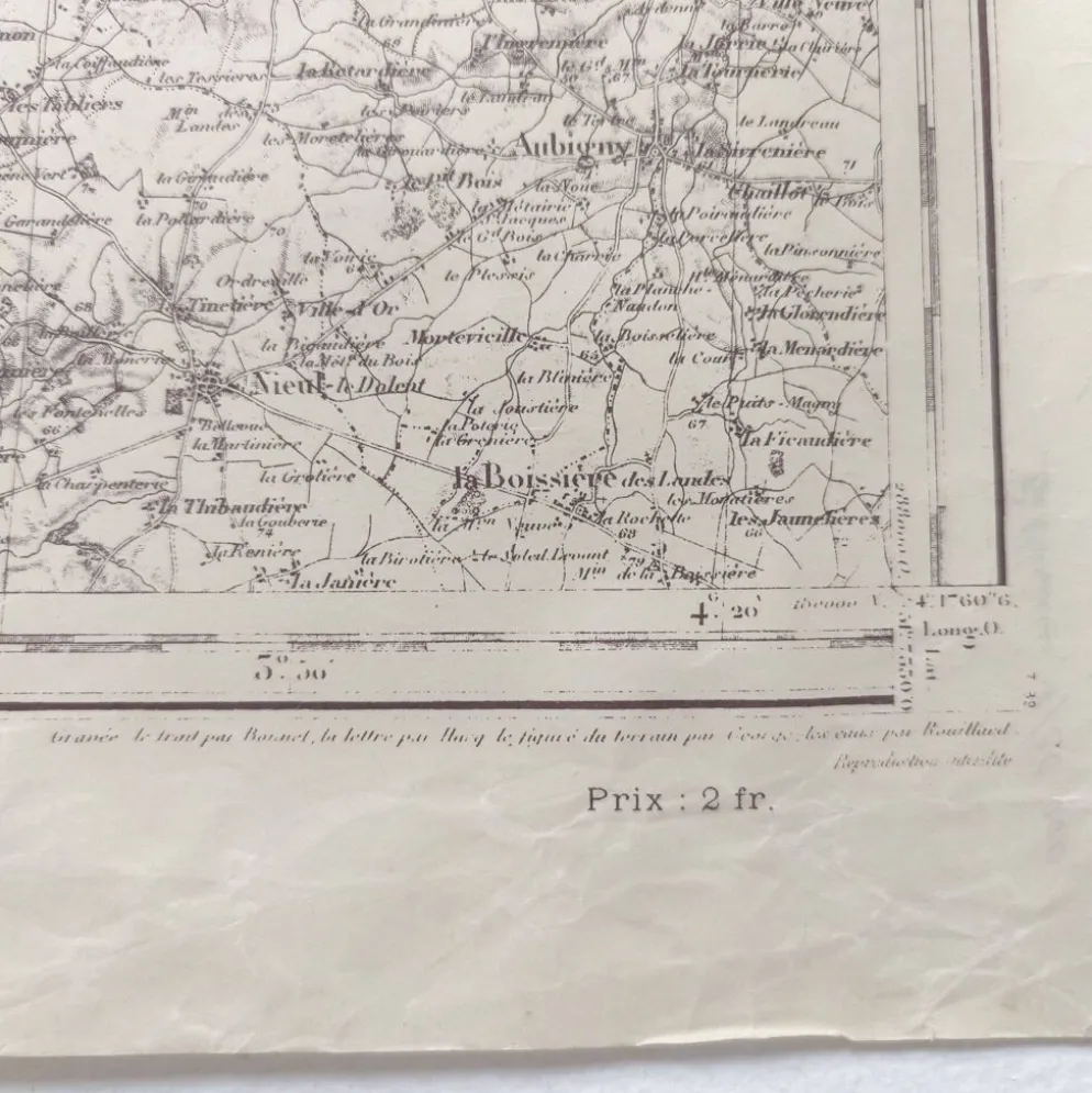Carte ancienne Vendée côte ouest France 1930