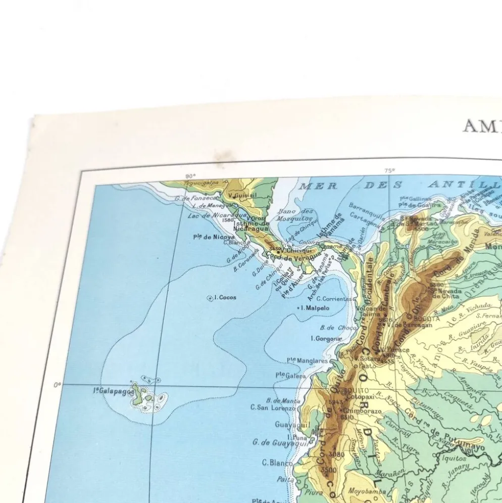 Carte de Amérique du Sud vintage de 1950