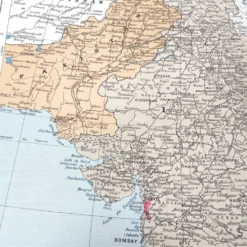 Carte de l’Inde vintage 43x43cm de 1950