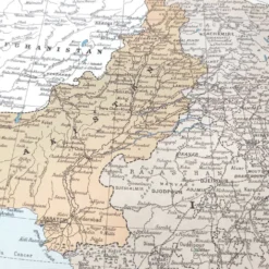Carte de l’Inde vintage 43x43cm de 1950