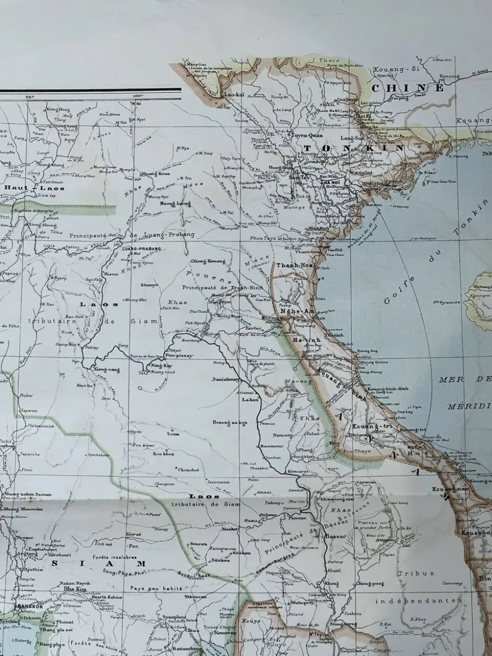 Carte de l’Indochine française - Atlas Niox - 37 x 53,5 cm