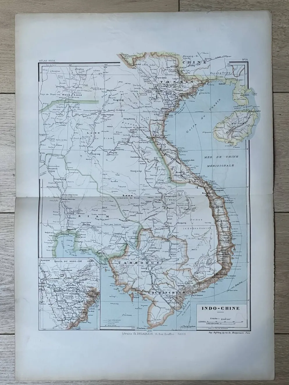 Carte de l’Indochine française - Atlas Niox - 37 x 53,5 cm