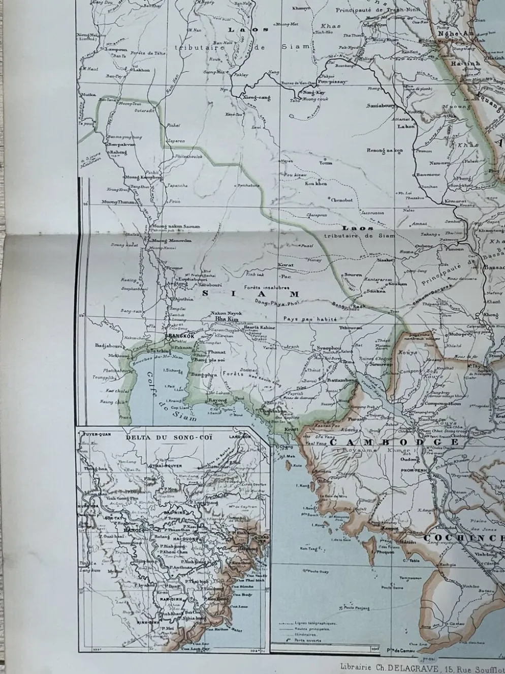 Carte de l’Indochine française - Atlas Niox - 37 x 53,5 cm
