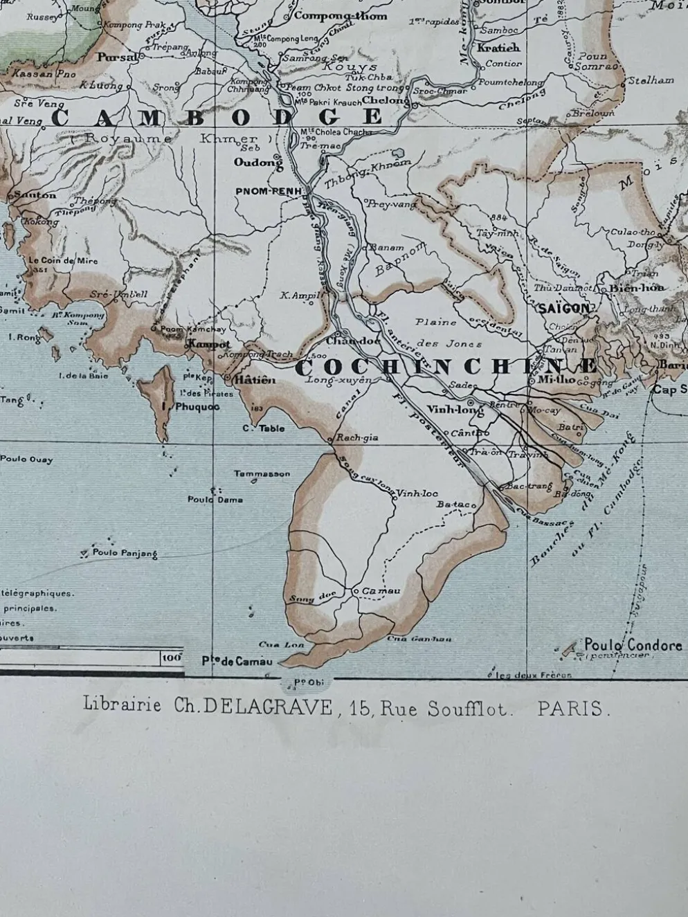 Carte de l’Indochine française - Atlas Niox - 37 x 53,5 cm
