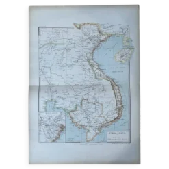 Carte de l’Indochine française - Atlas Niox - 37 x 53,5 cm