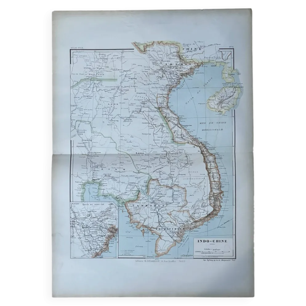 Carte de l’Indochine française - Atlas Niox - 37 x 53,5 cm
