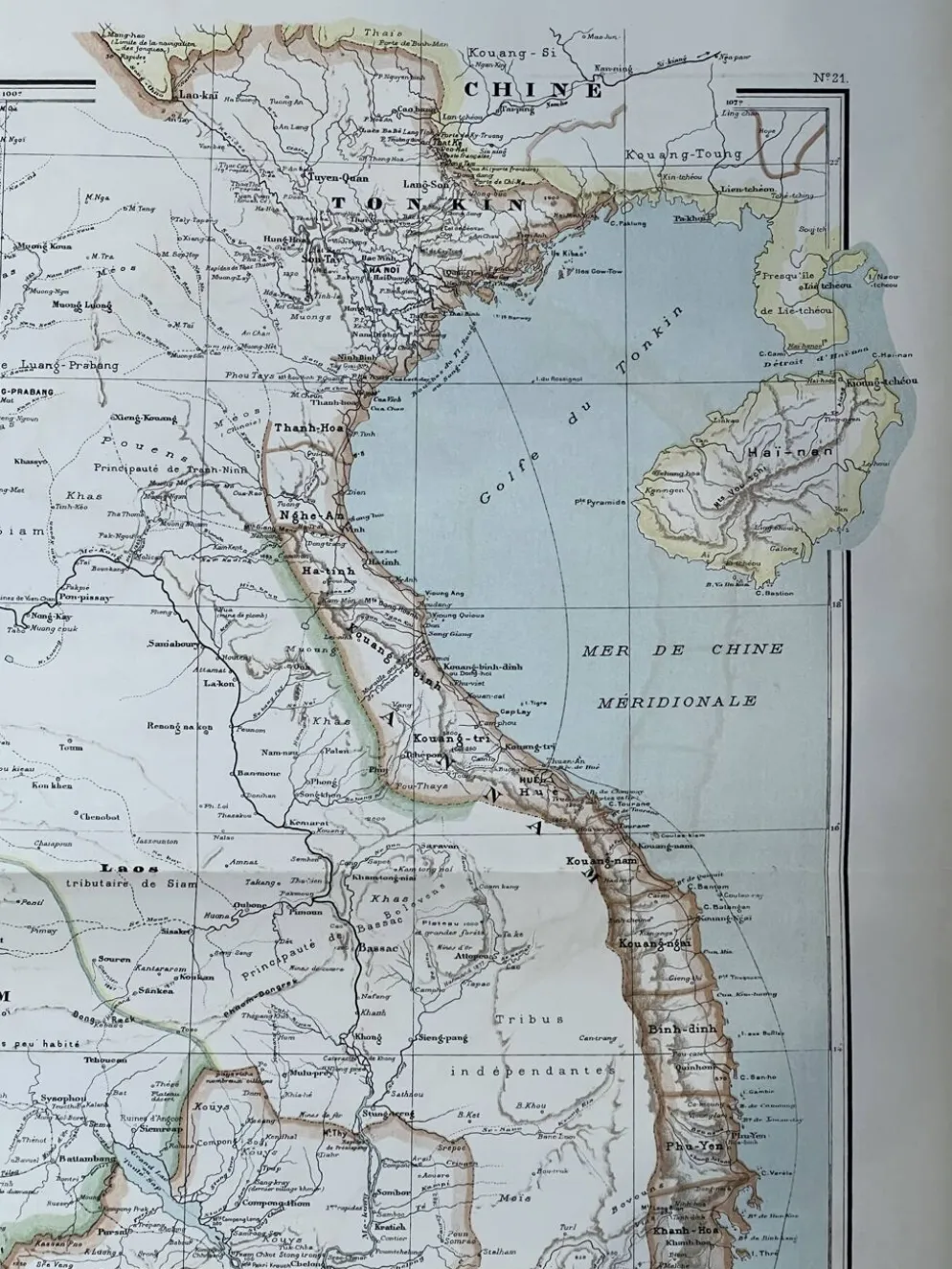 Carte de l’Indochine française - Atlas Niox - 37 x 53,5 cm