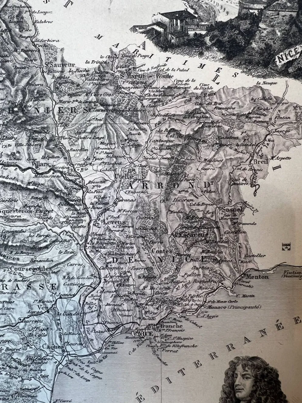 Carte des Alpes-Maritimes - Massena et Cassini, 27x31cm