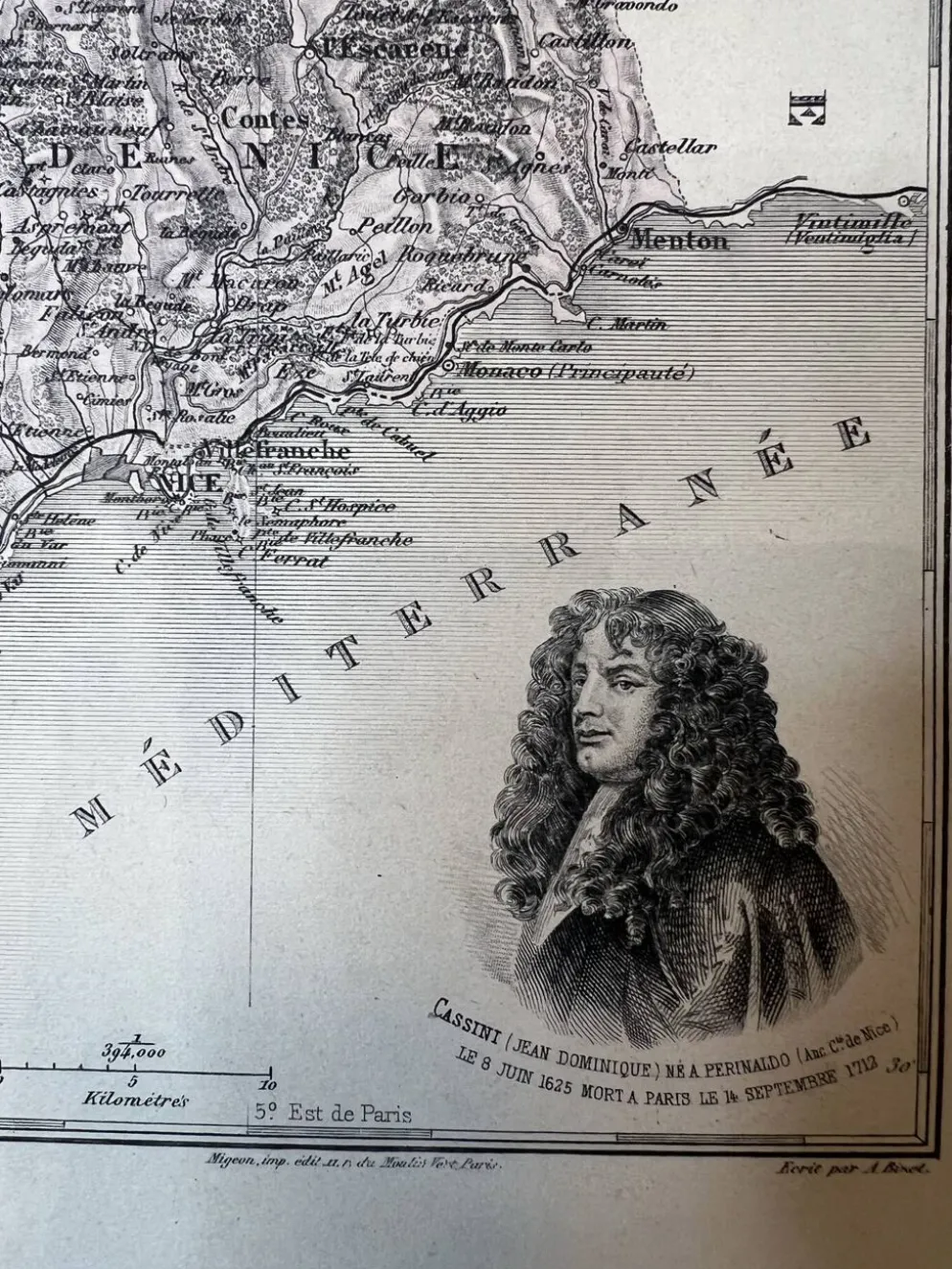 Carte des Alpes-Maritimes - Massena et Cassini, 27x31cm