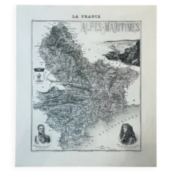 Carte des Alpes-Maritimes - Massena et Cassini, 27x31cm