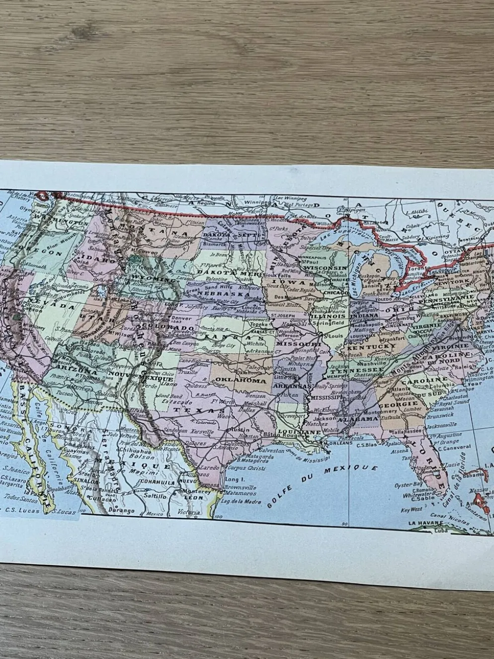 Carte des États Unis - 20x29cm 1922