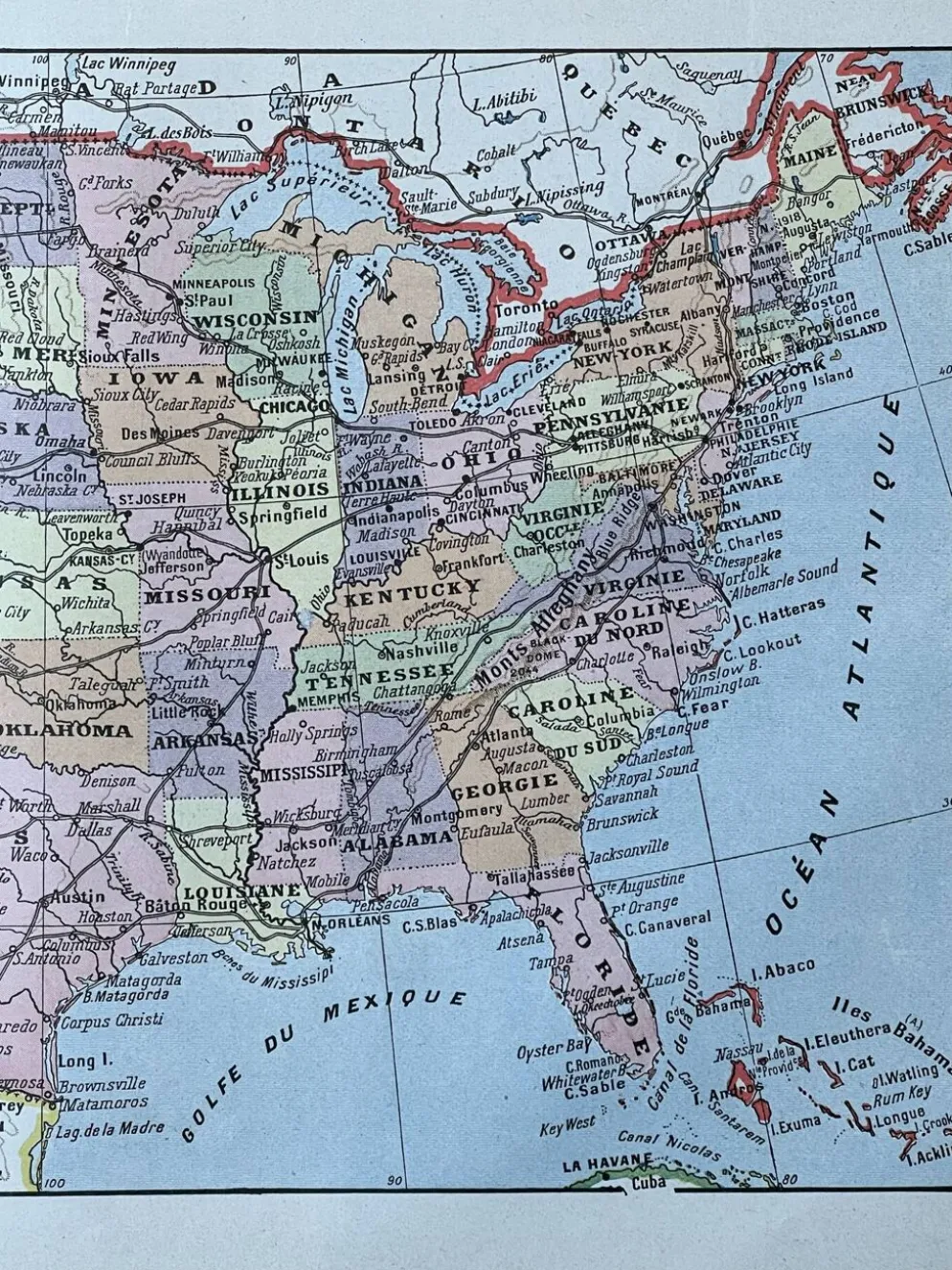 Carte des États Unis - 20x29cm 1922
