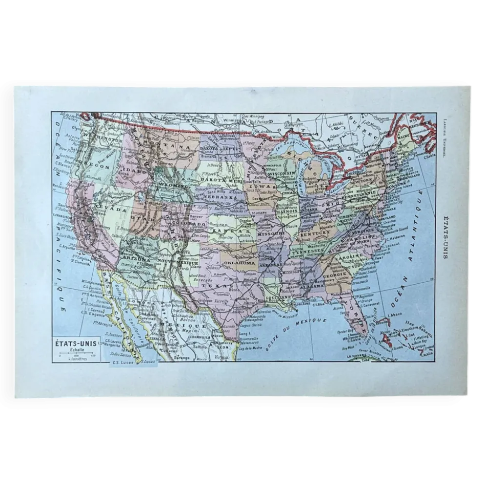 Carte des États Unis - 20x29cm 1922