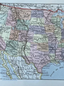 Carte des États Unis - 20x29cm 1922