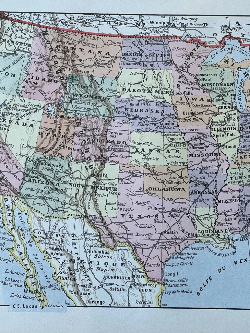 Carte des États Unis - 20x29cm 1922