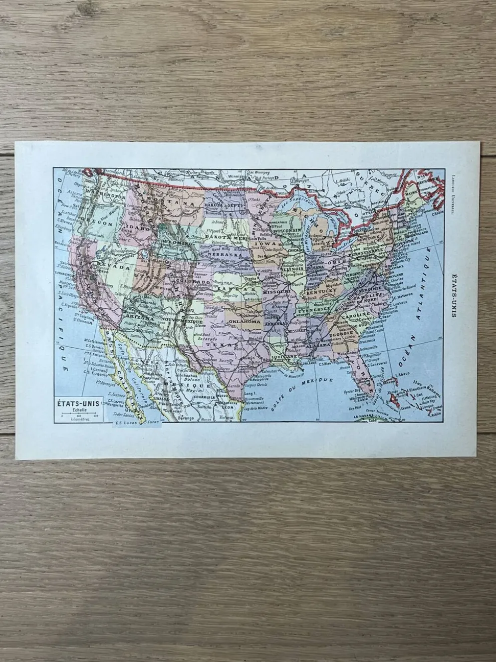 Carte des États Unis - 20x29cm 1922
