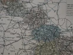Carte du Nord, France. Antiquité imprimée en 1889.