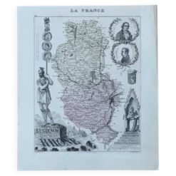 Carte du Rhône - Lyon, Ampère, Jacquart, 23x27cm