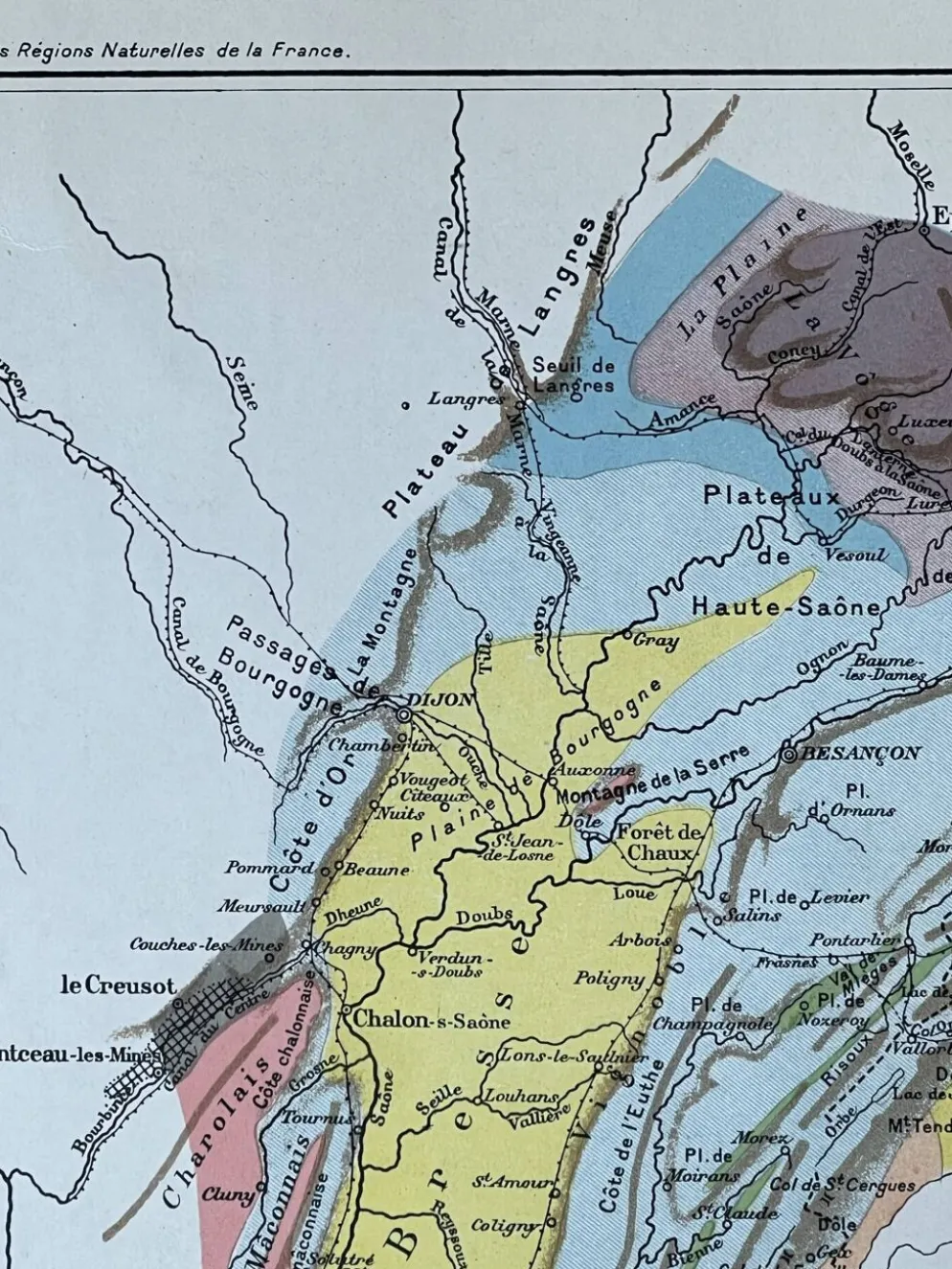 Carte géologique Jura et Suisse 27x37cm 1912