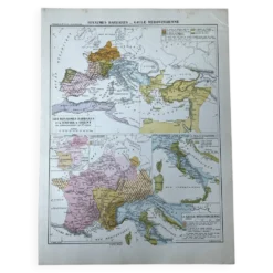 Carte historique - Royaumes barbares et Gaule mérovingienne - 27x37cm
